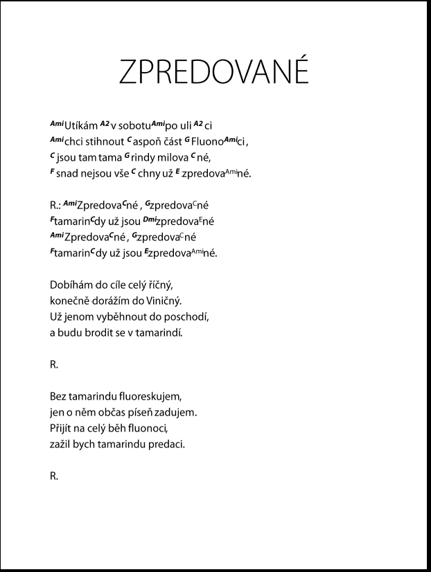 stránka zpěvníku je Zpredovaná